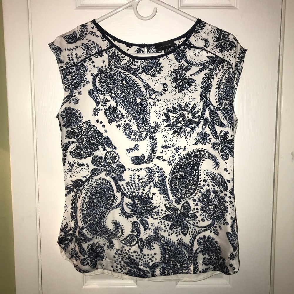 Women’s blue and white paisley blouse